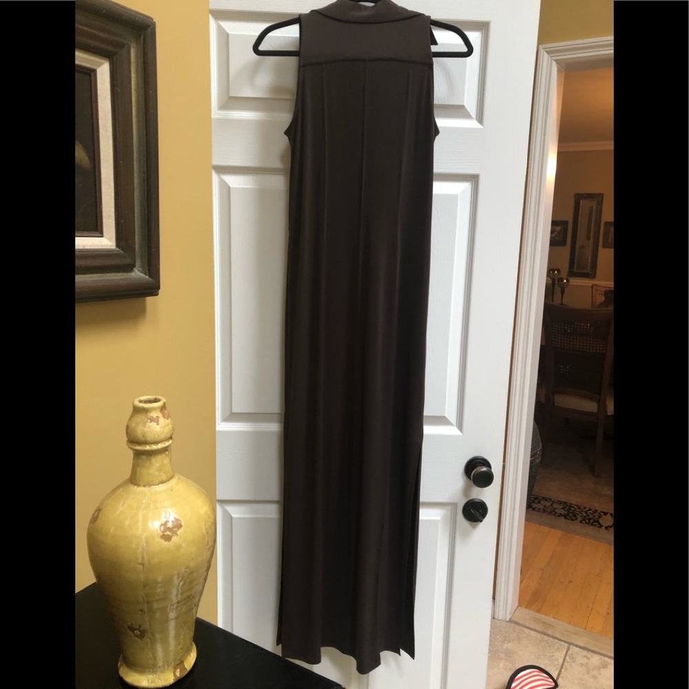 Michael Kors Long Brown Maxi Dress With Collar - Picture 4 of 5